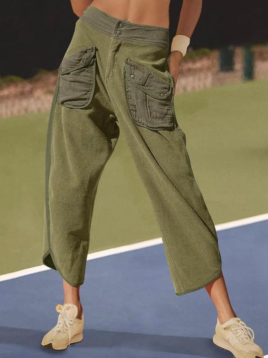 Solid colors barrel Capri pants