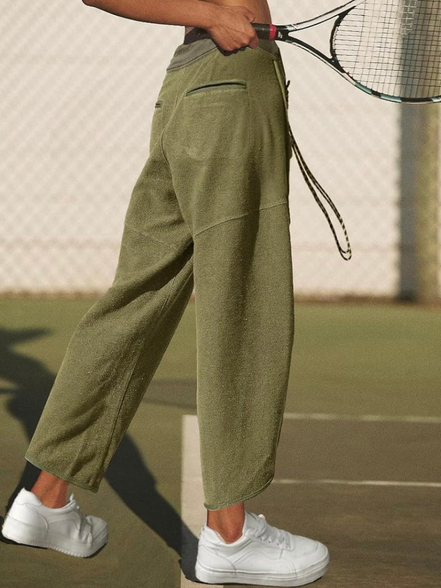 Solid colors barrel Capri pants