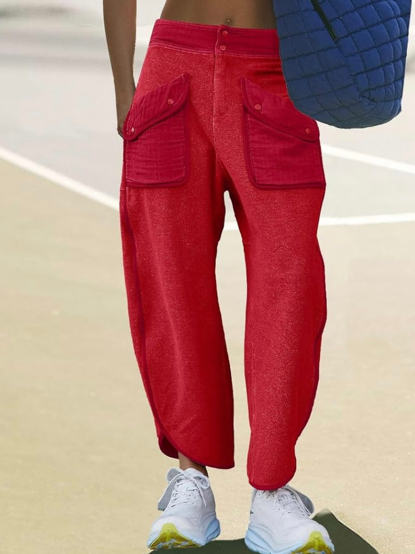 Solid colors barrel Capri pants