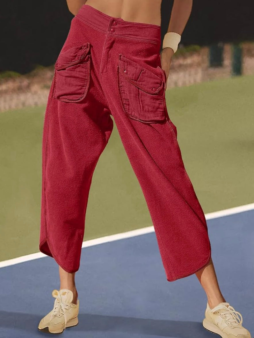 Solid colors barrel Capri pants