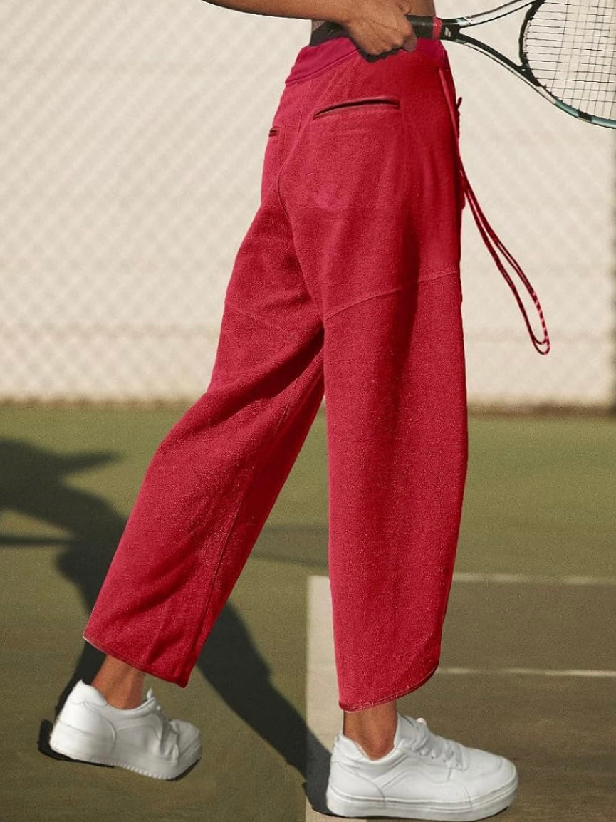 Solid colors barrel Capri pants