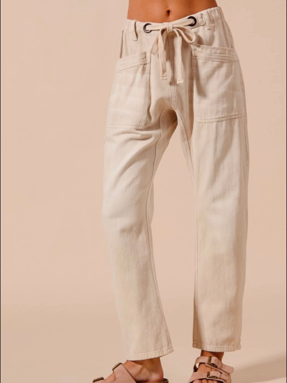 Beige drawstring pants