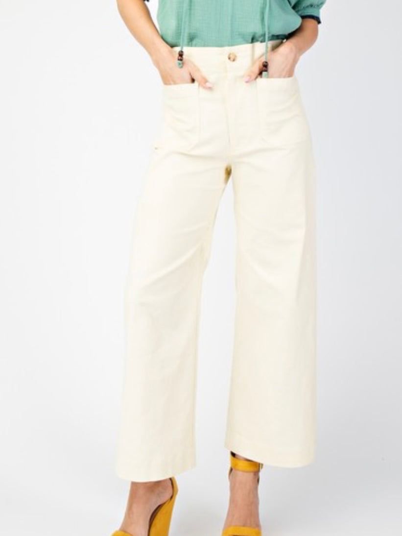 Solid colors fabric straight jeans