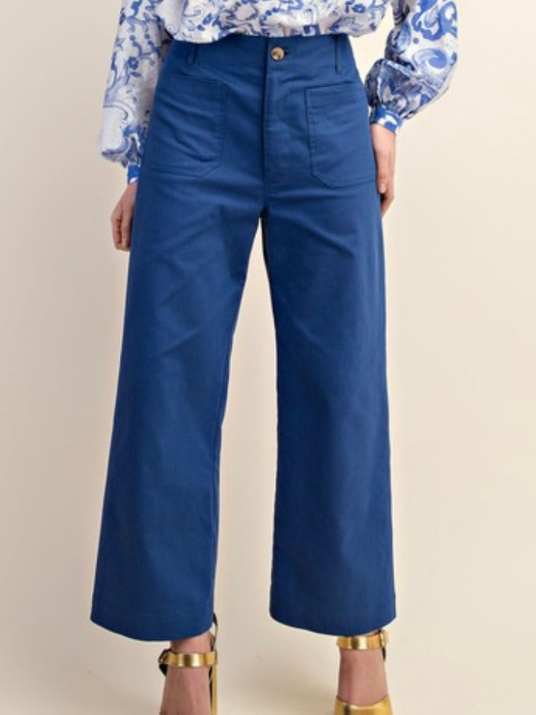 Solid colors fabric straight jeans
