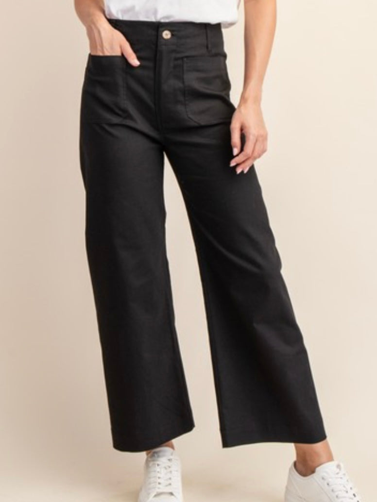 Solid colors fabric straight jeans