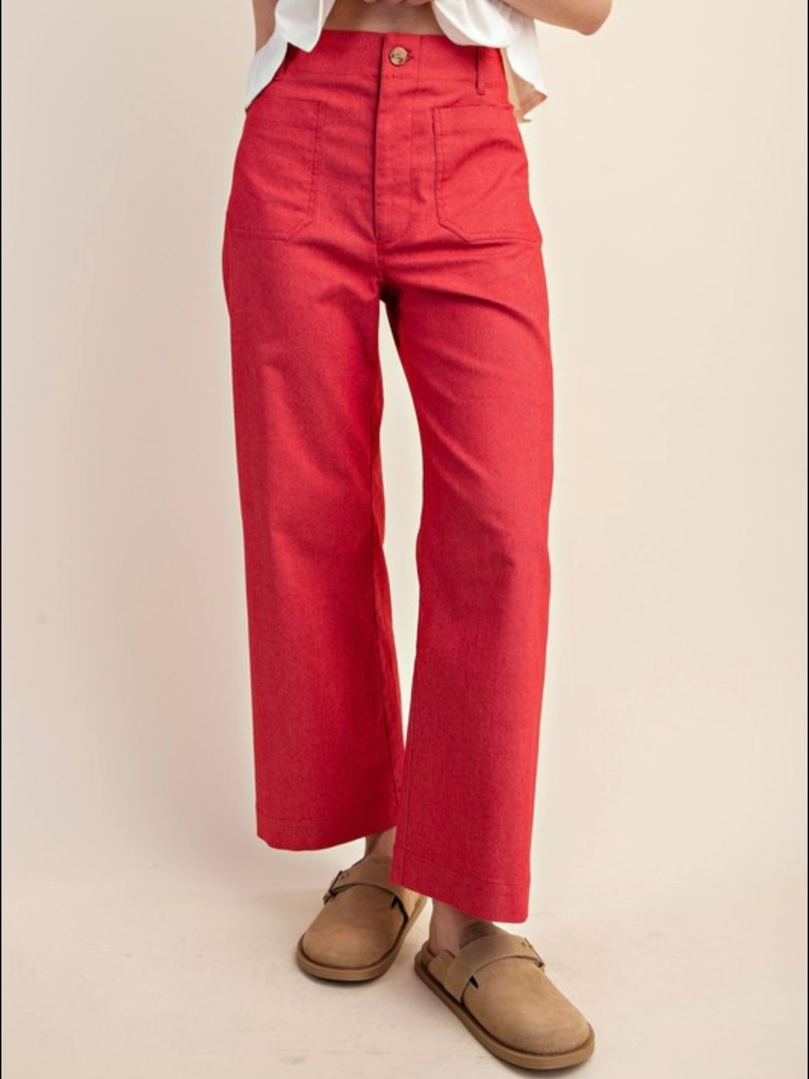 Solid colors fabric straight jeans