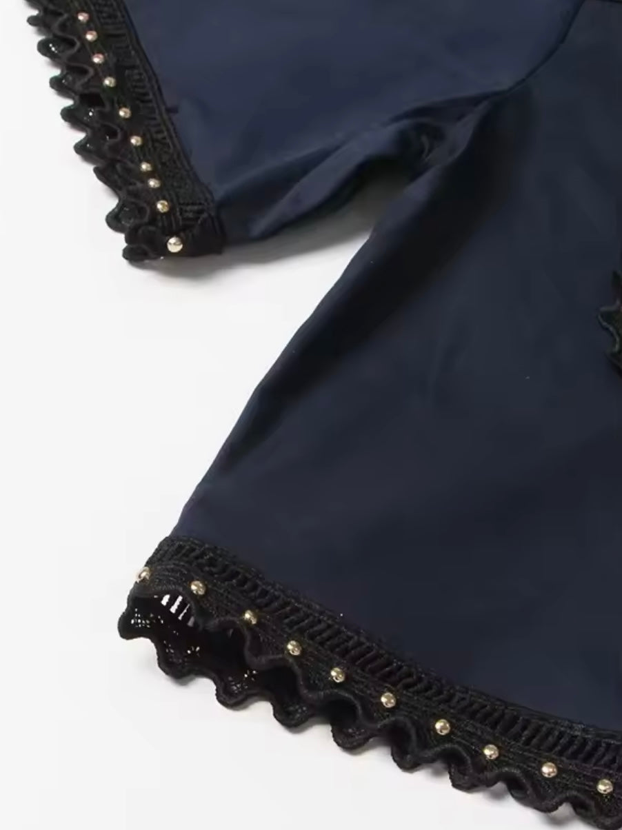 Solid colors and gold studded Set of 2 shirt and skirt