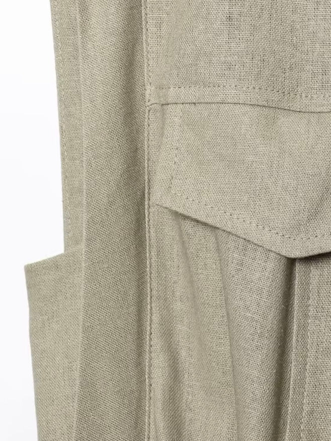 Light gray buttoned short sleeves midi dress