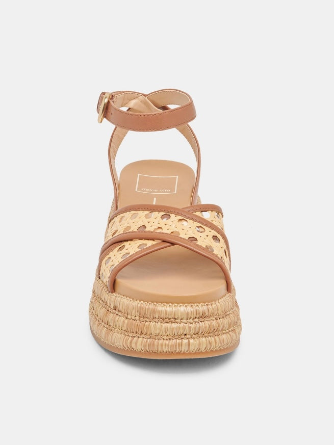 Beige and brown espadrilles flat platform sandals
