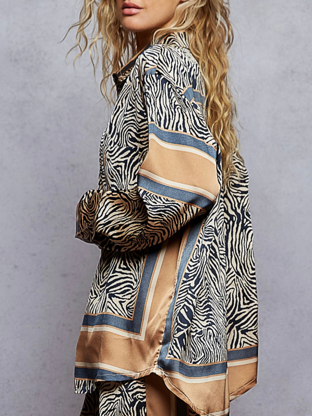 Zebra animal printed mix fabrics patched wide pants