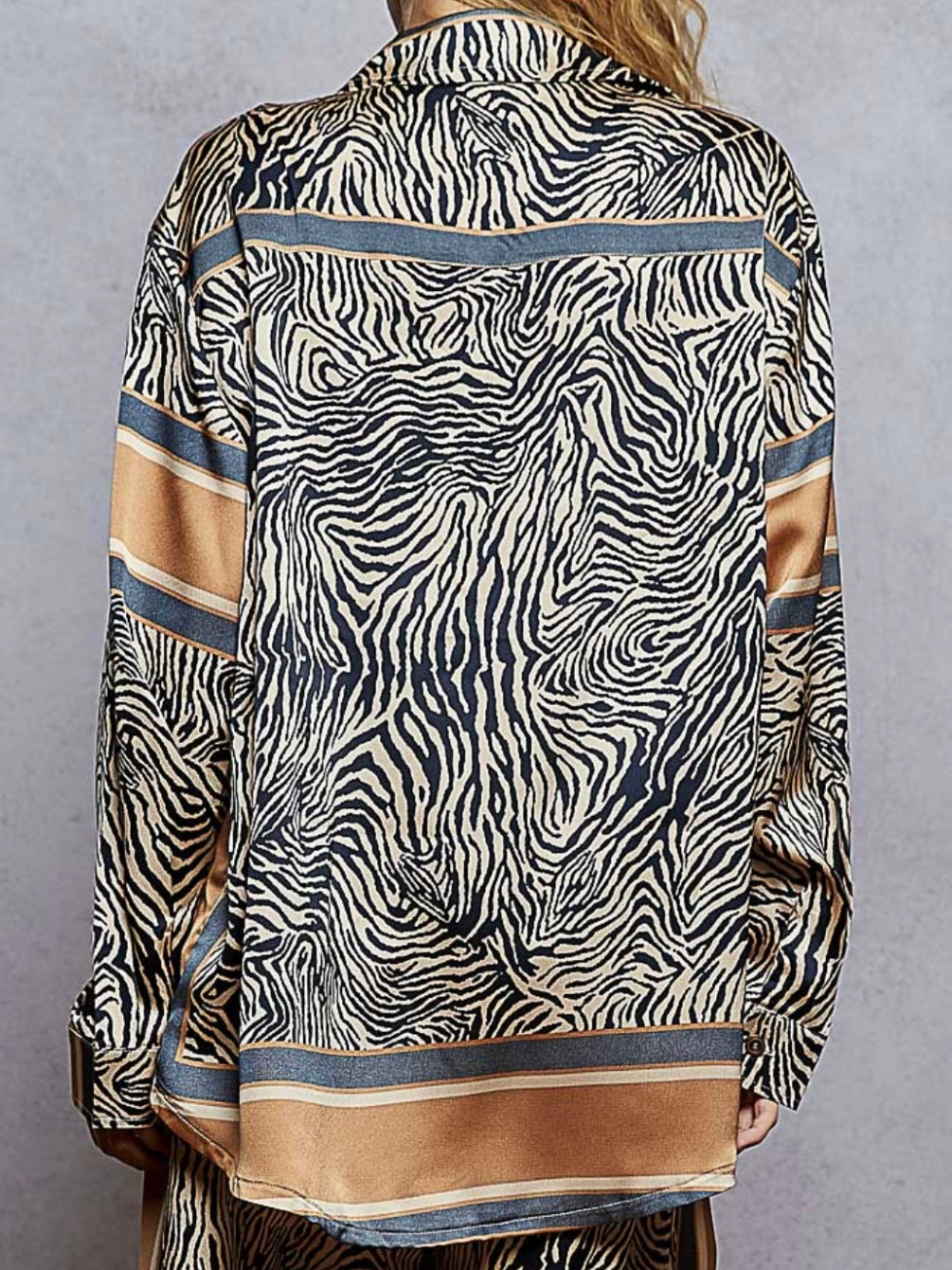 Zebra animal printed mix fabrics patched wide pants