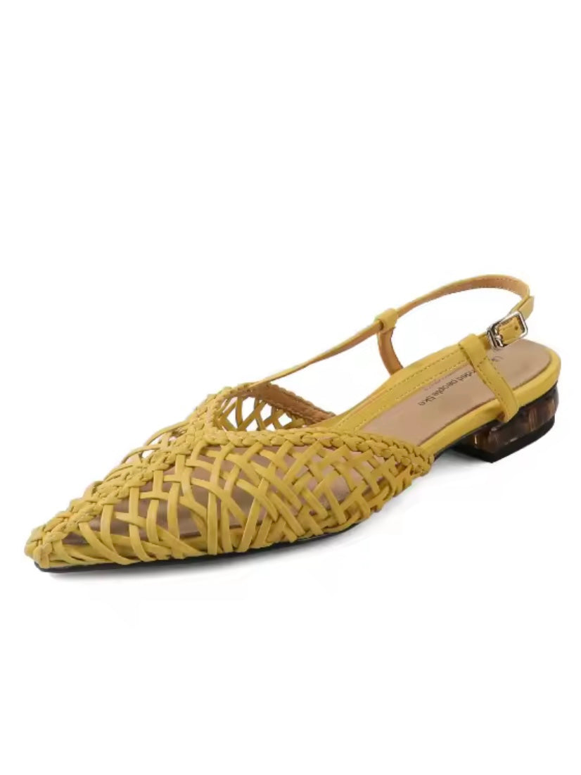 Pointed Solid colors net flats shoes slingshot