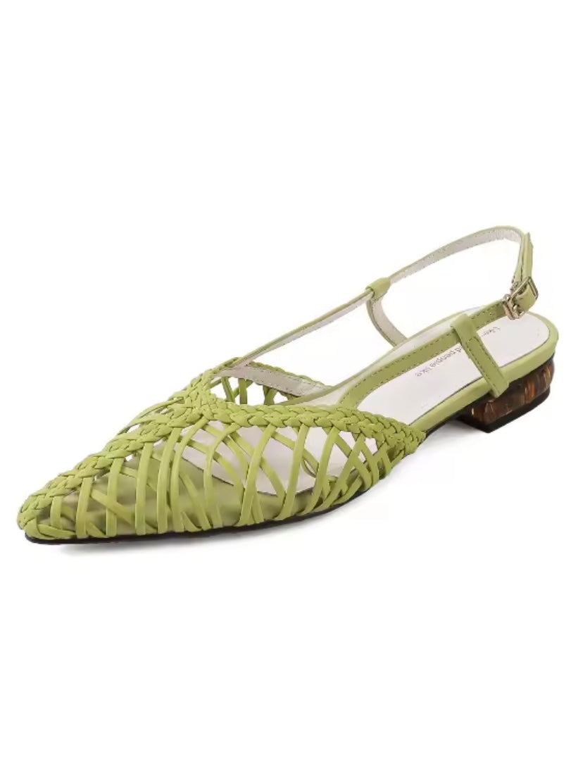 Pointed Solid colors net flats shoes slingshot