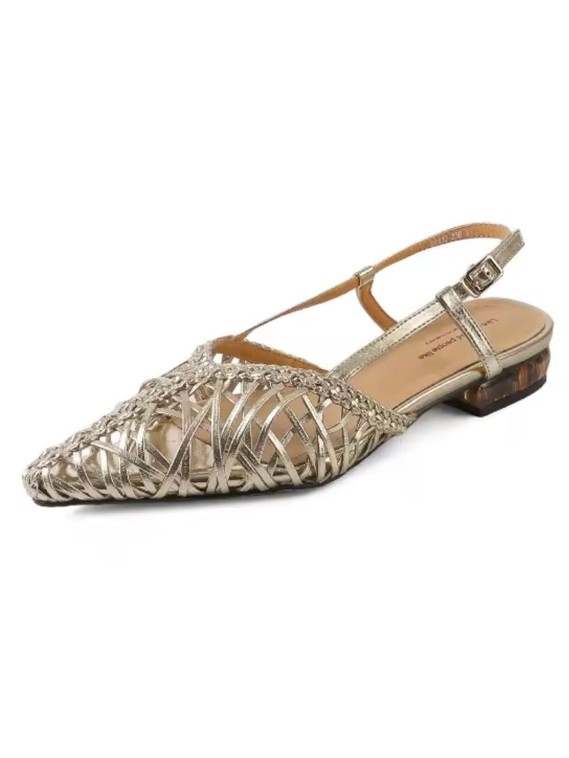 Pointed Solid colors net flats shoes slingshot