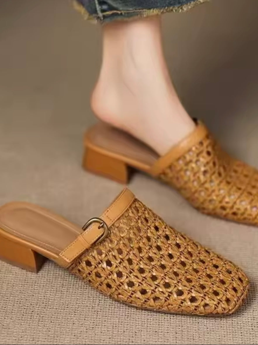 Solid colors net rounded slippers flats shoes