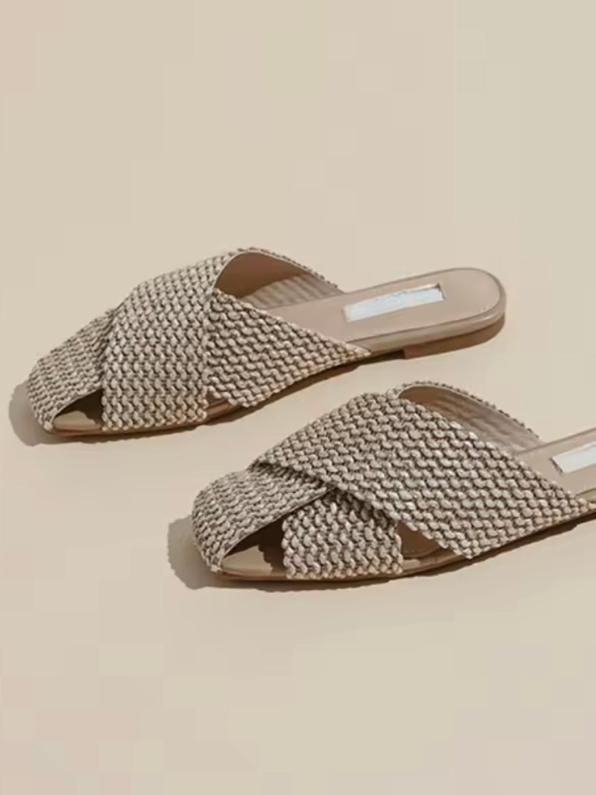 Terra solid colors rounded slippers flats shoes
