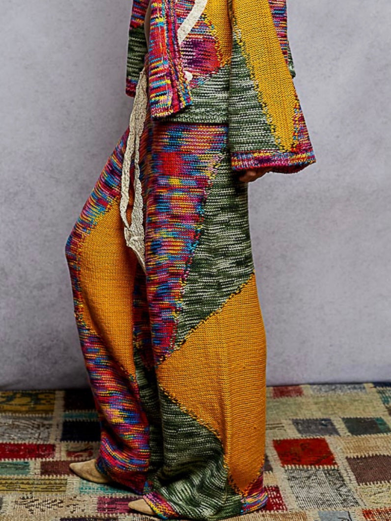 Multicolored knitted wide set pants