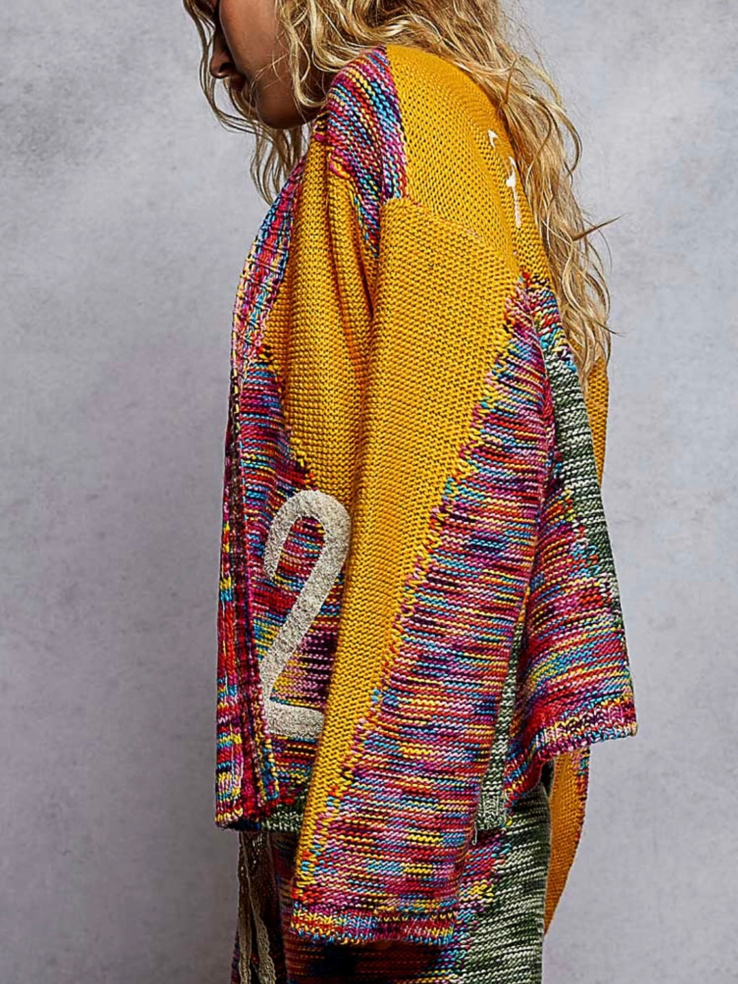 Multicolored knitted wide set pants