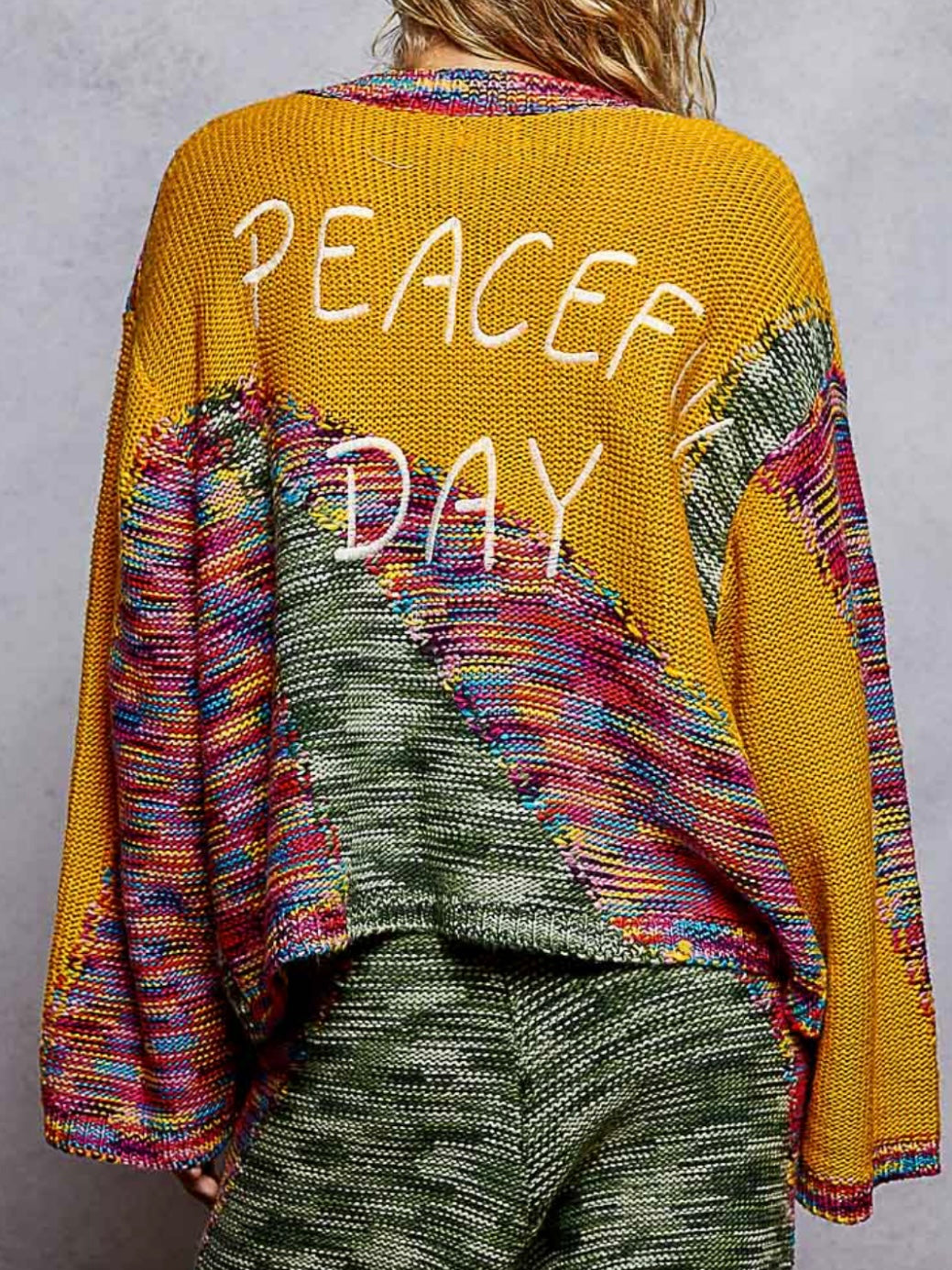 Multicolored knitted wide set pants