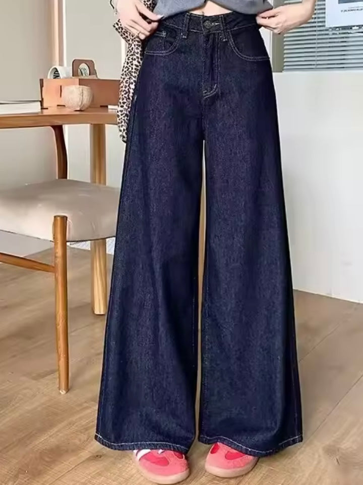 Dark blue wide jeans pants