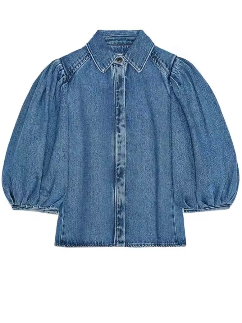 Blue denim fabric set of 2 shirt and pants