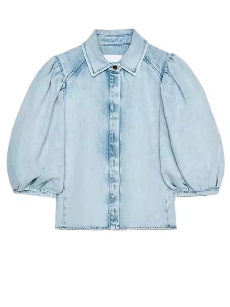 Blue denim fabric set of 2 shirt and pants