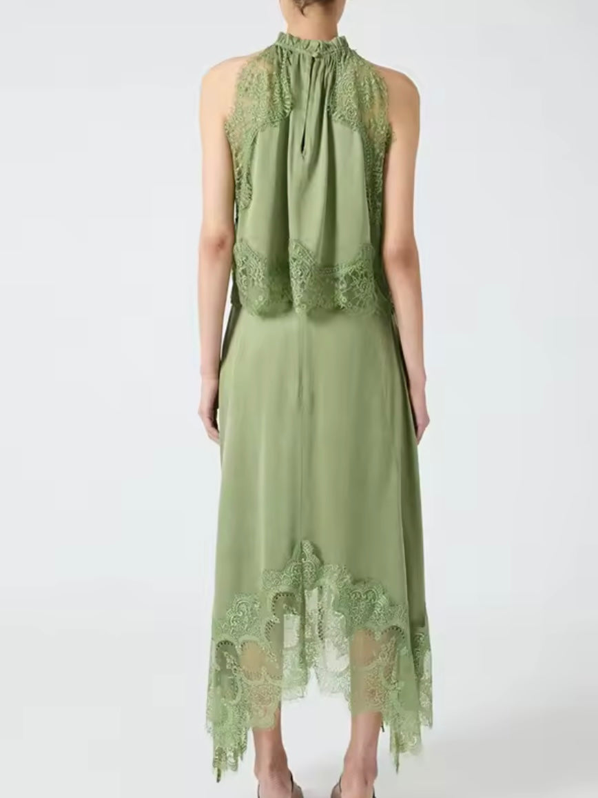 Solid colors lace Set of 2 top and skirt