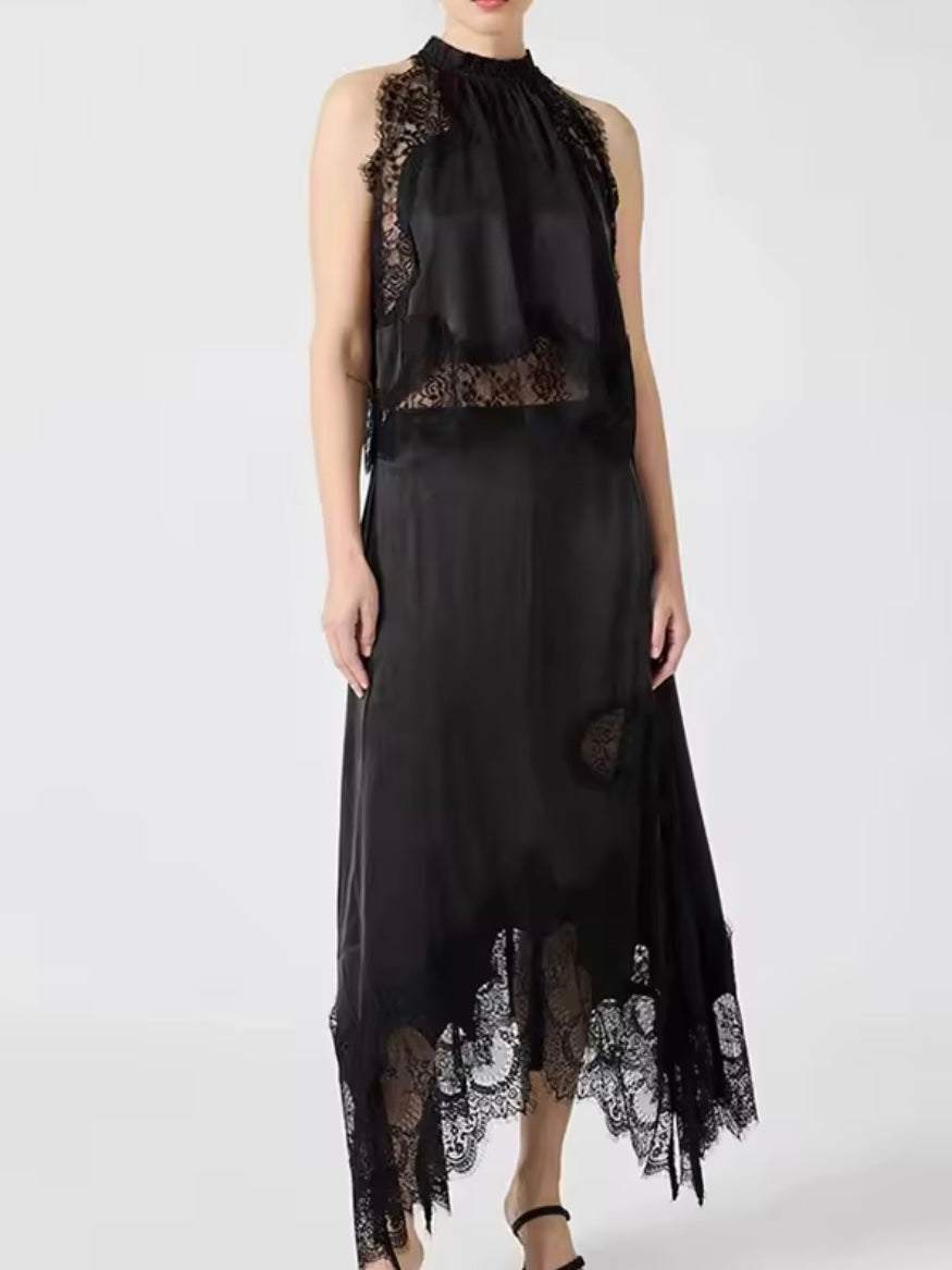 Solid colors lace Set of 2 top and skirt