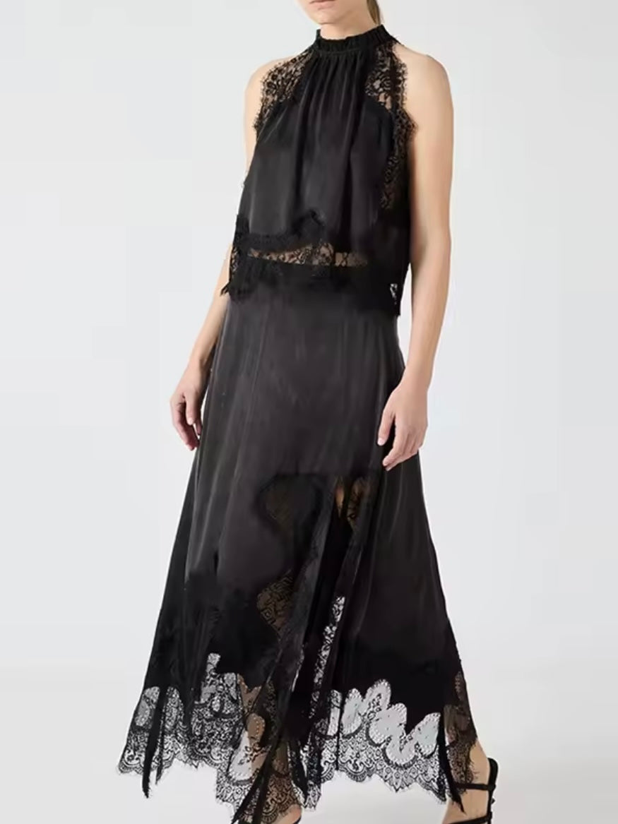 Solid colors lace Set of 2 top and skirt