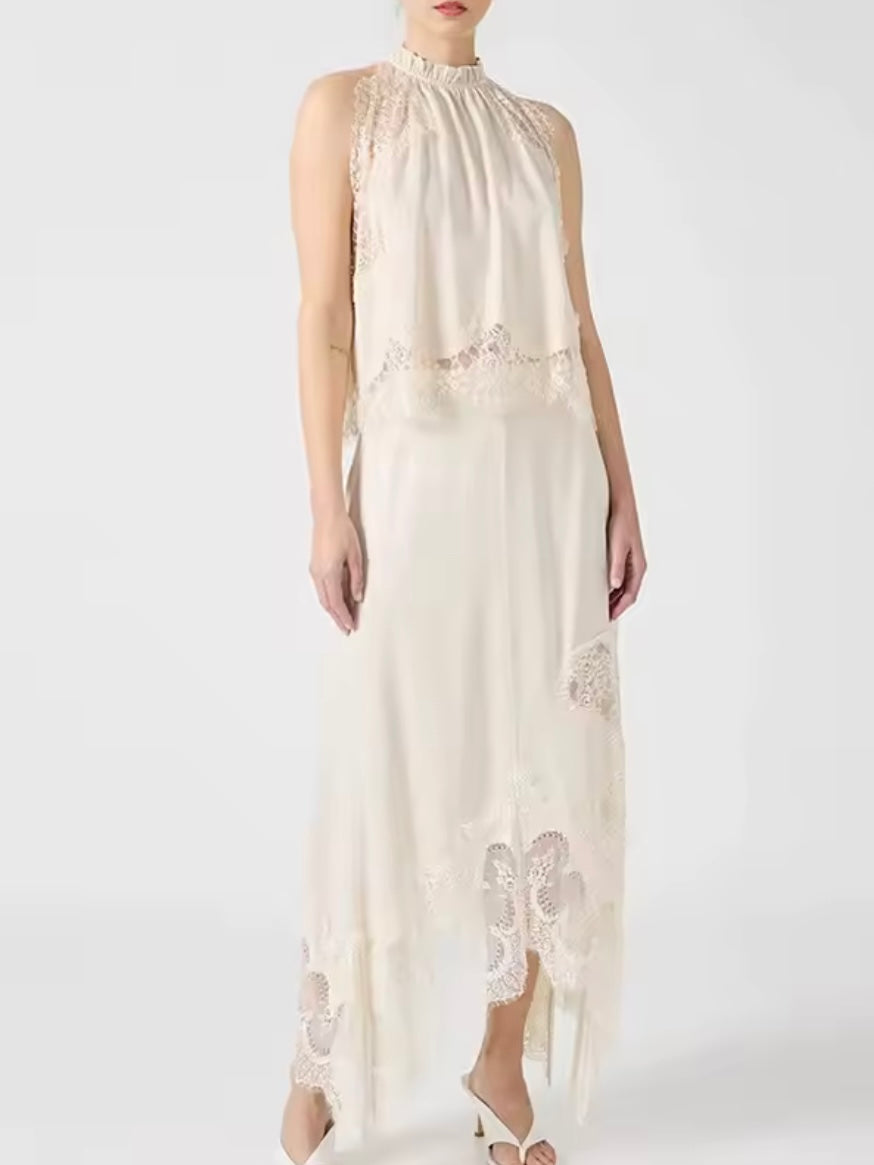 Solid colors lace Set of 2 top and skirt