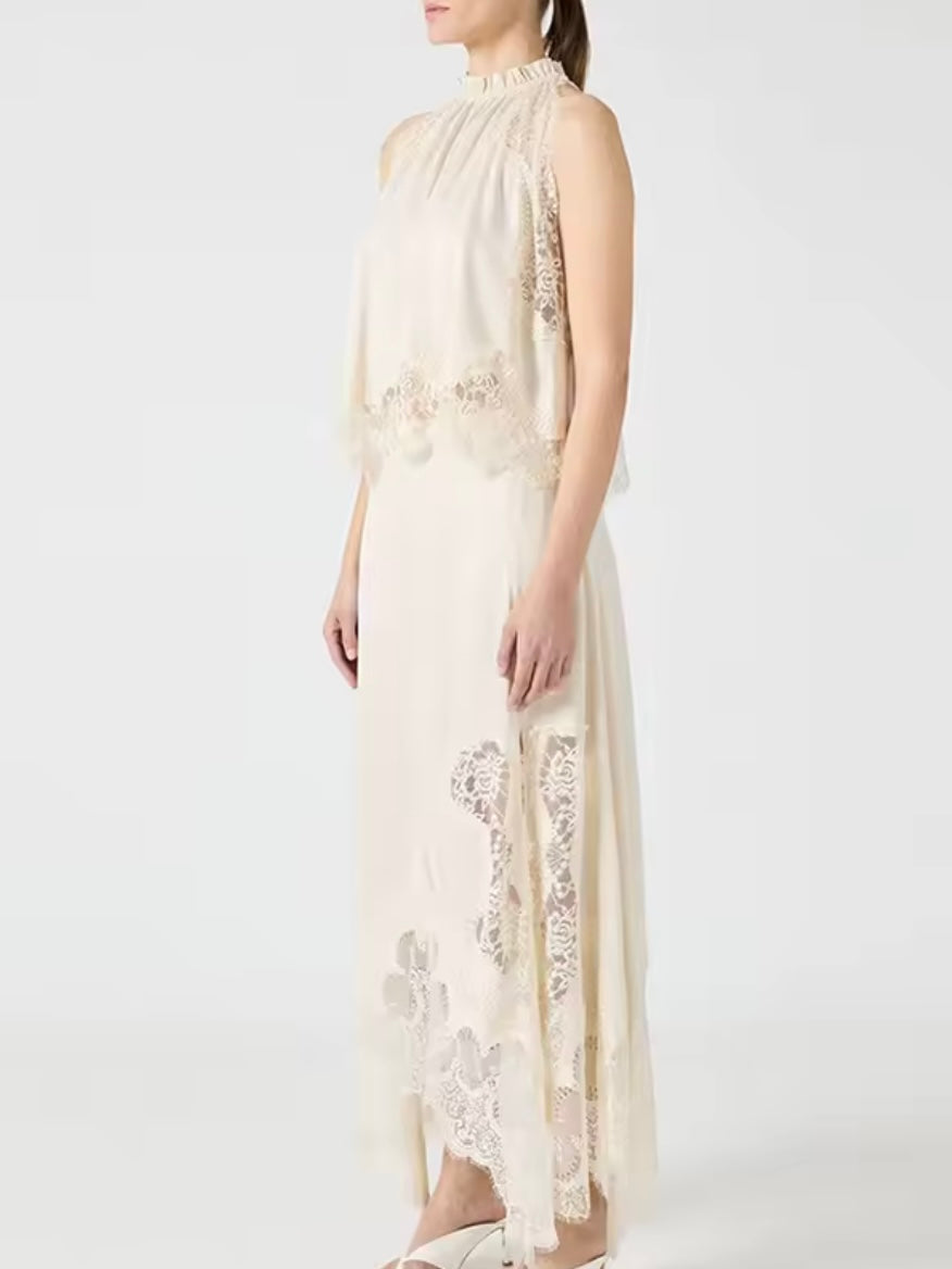 Solid colors lace Set of 2 top and skirt