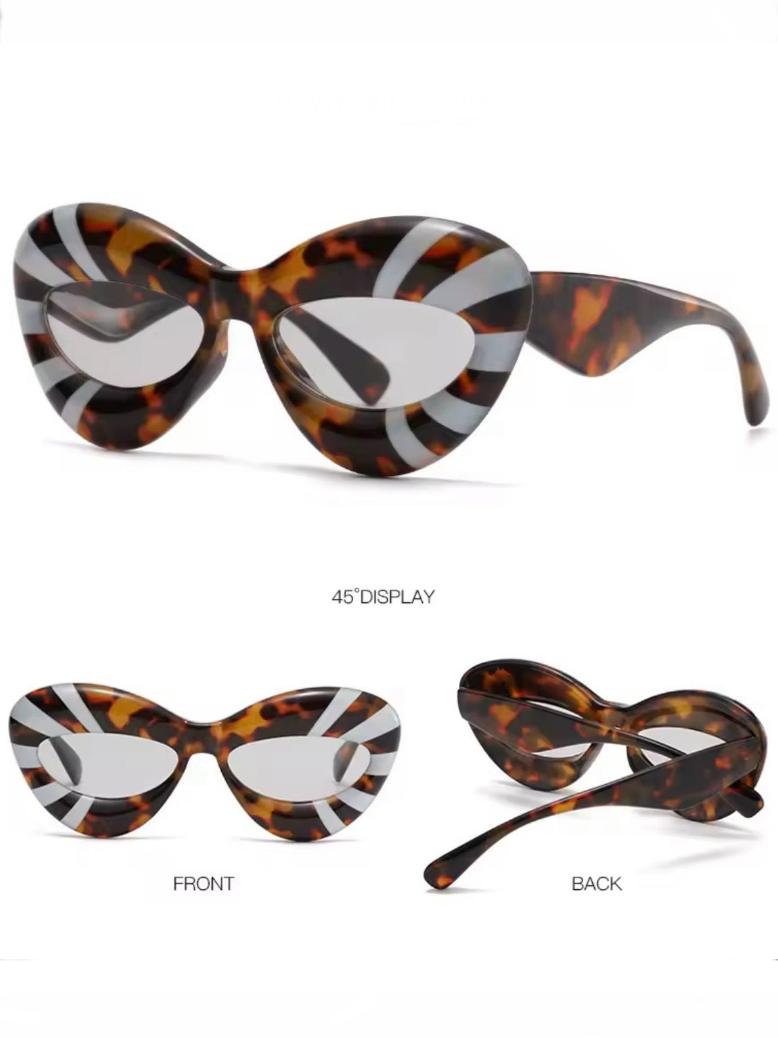 Oval cat eye striped sunglasses