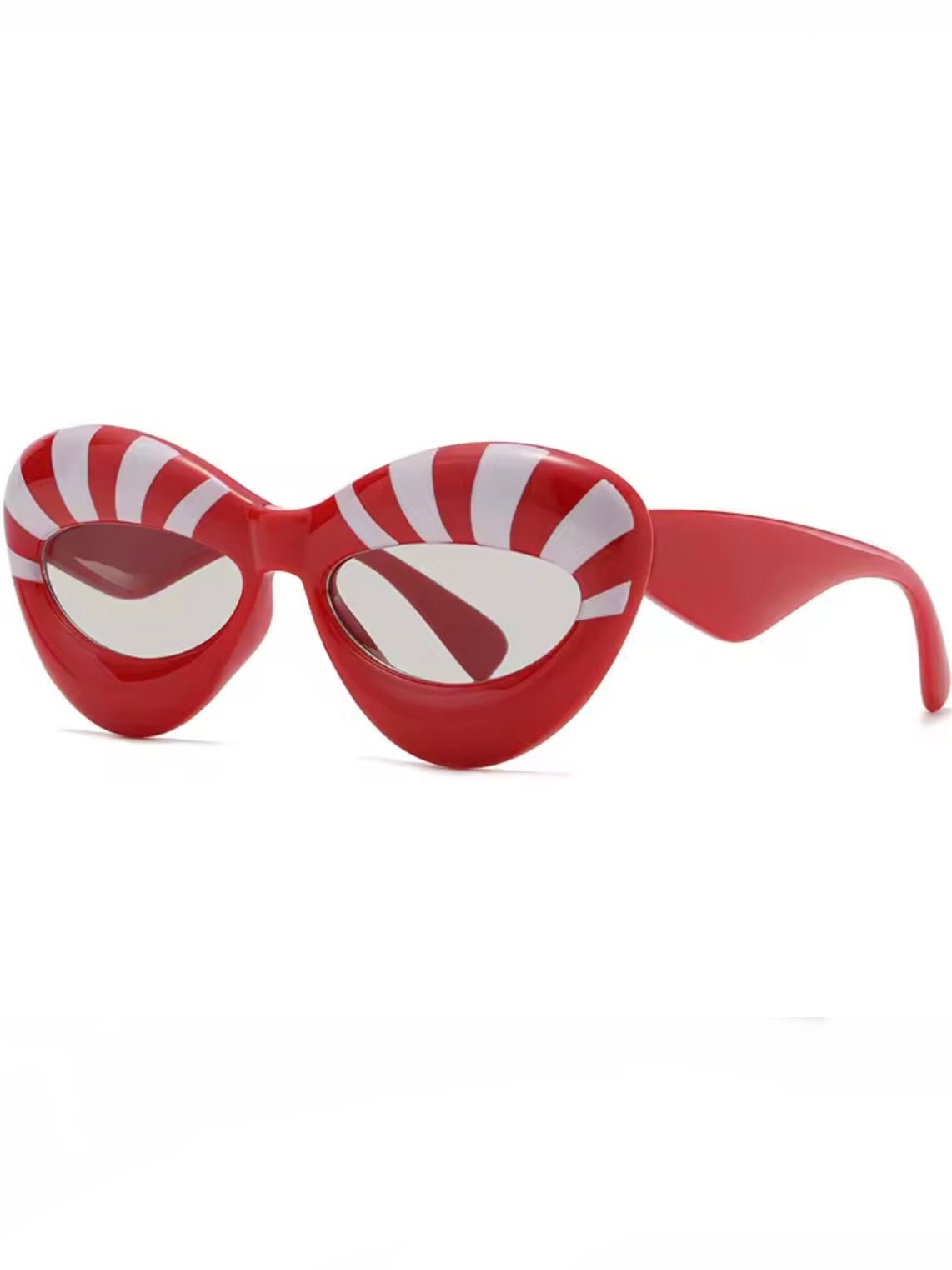 Oval cat eye striped sunglasses