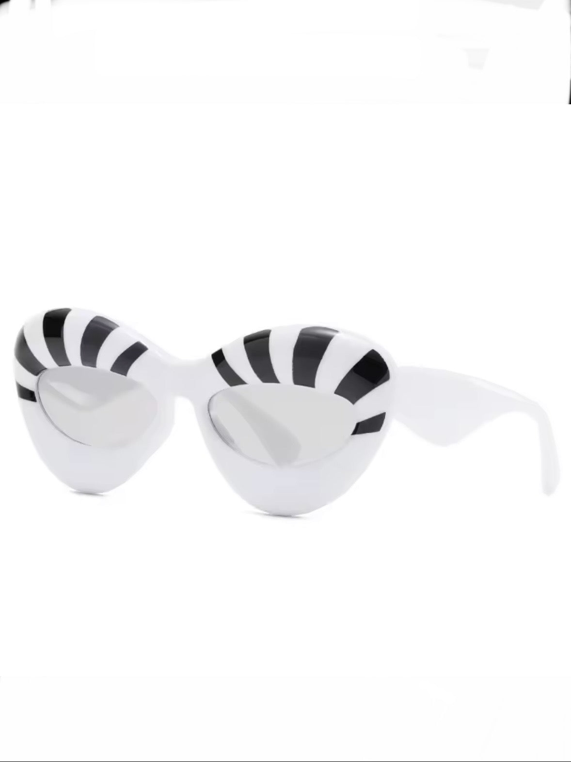 Oval cat eye striped sunglasses
