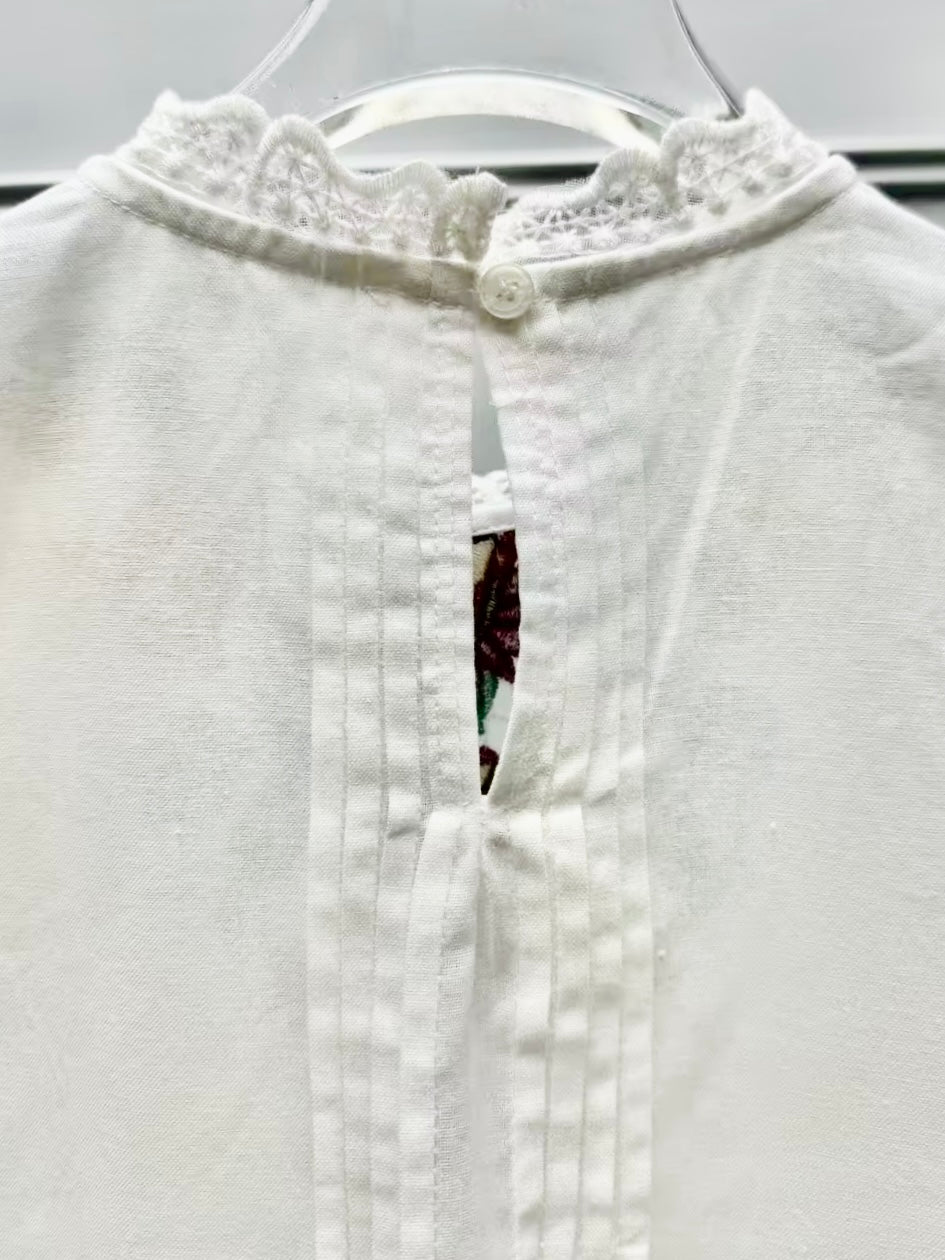 Off white floral embroidered shirt sleeves top