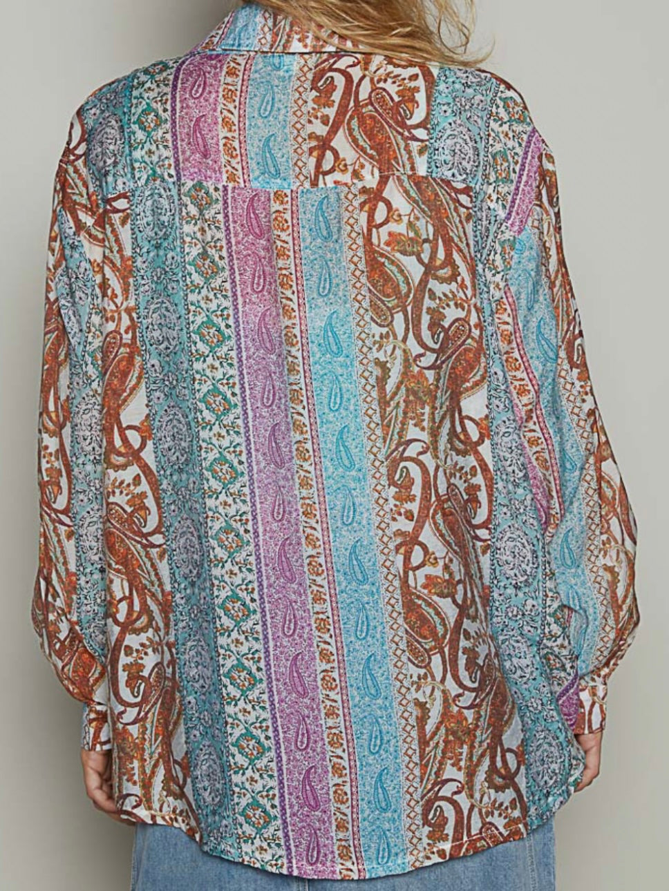 Blue and pink floral printed shirt