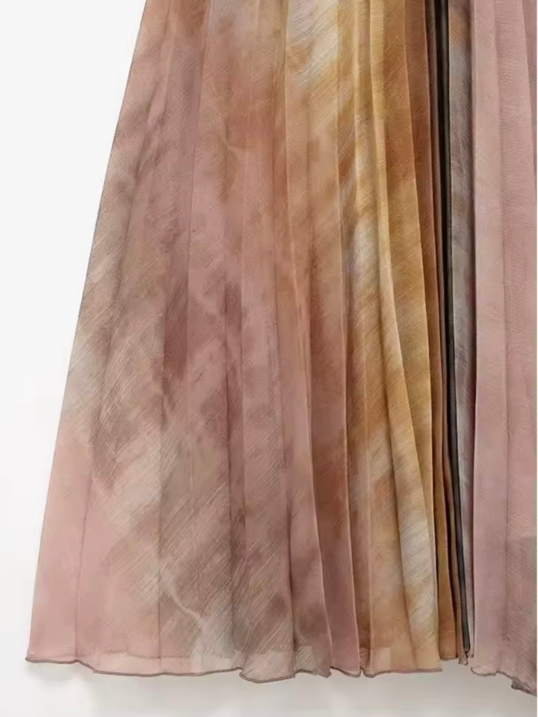 Pink tie dyed pleated maxi dress