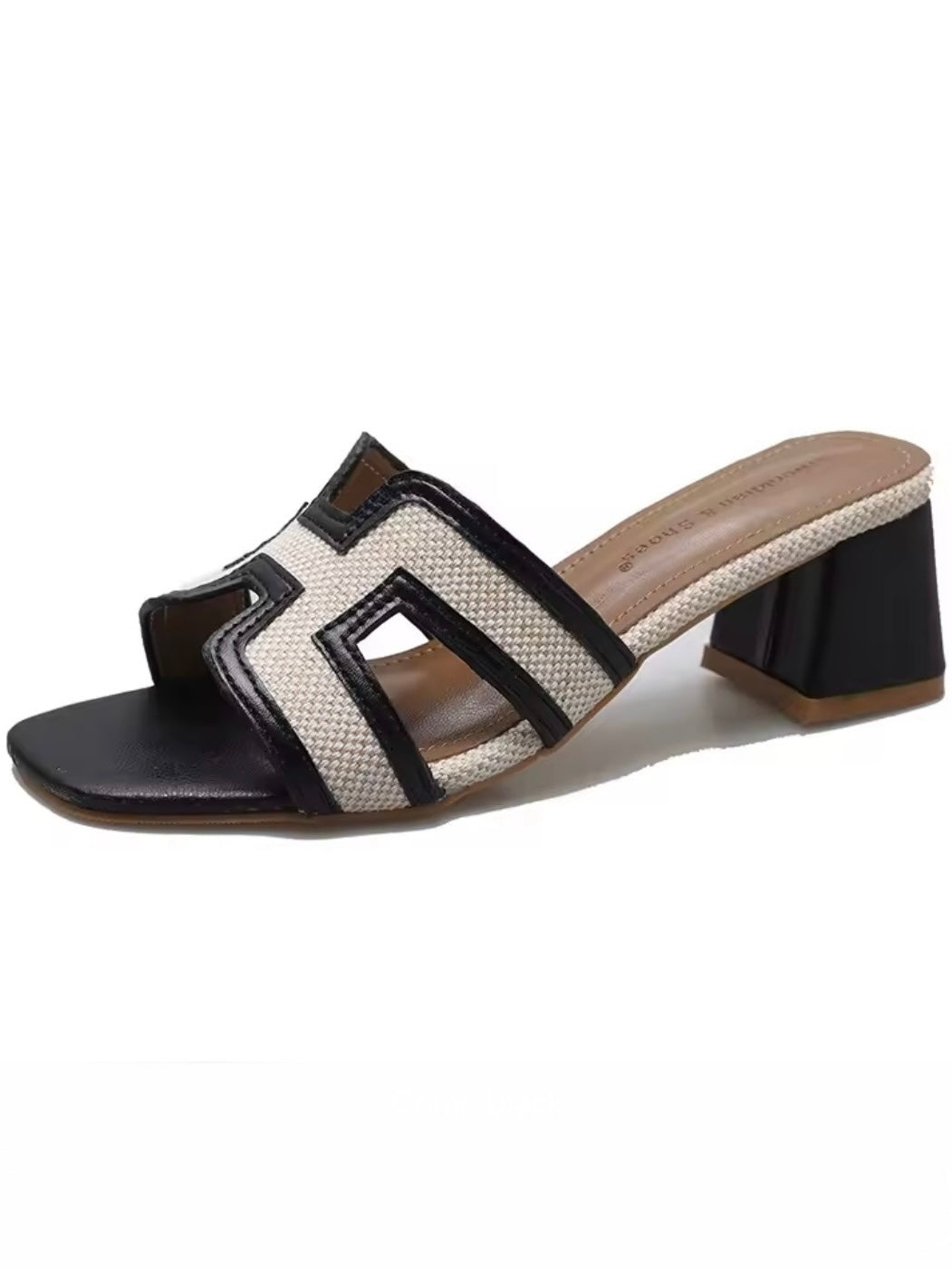 Natural straw and shine stones slides flats sandals