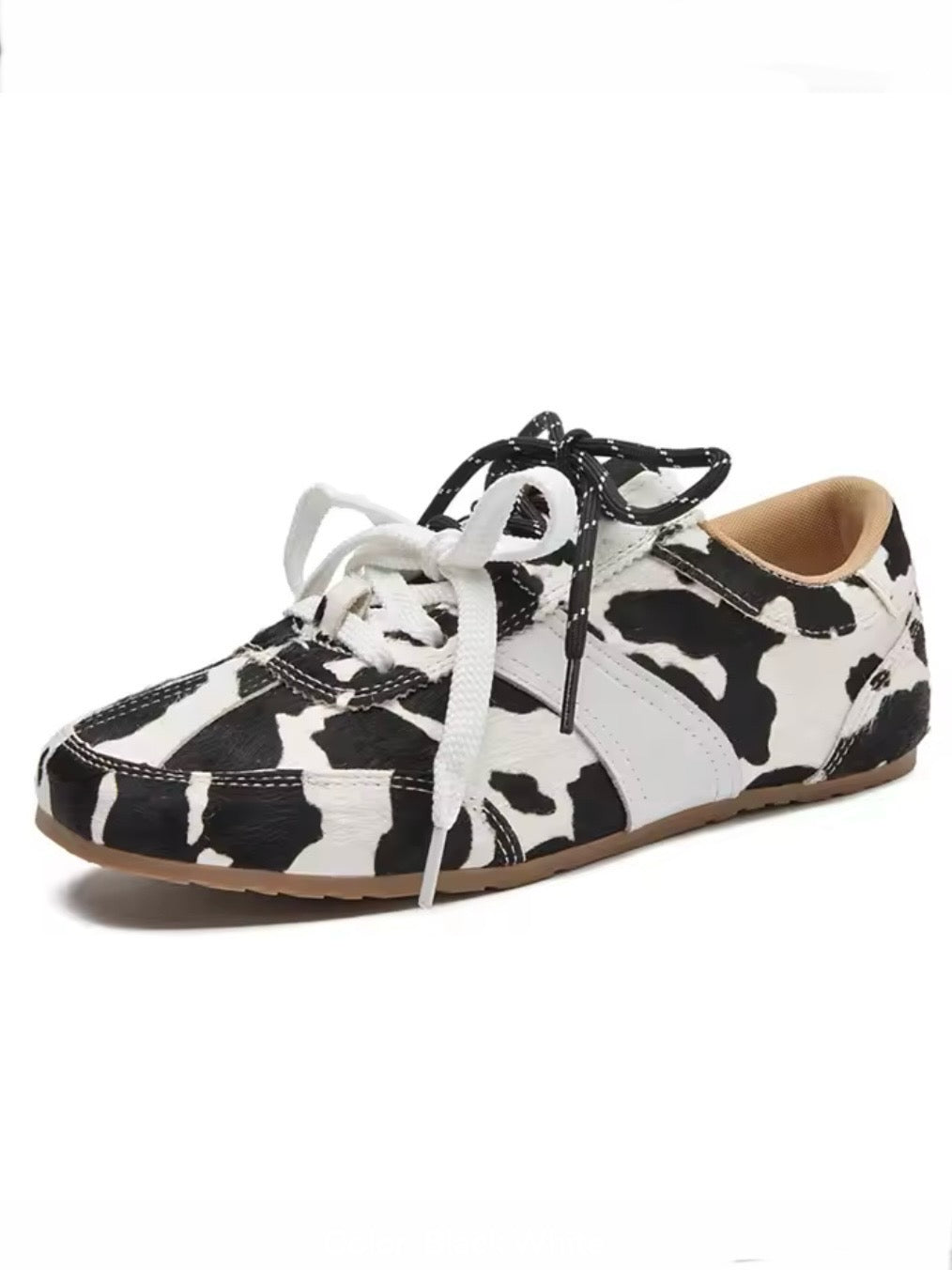 Animal printed double lace up sneakers