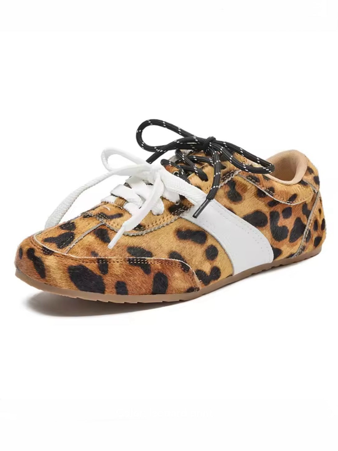Animal printed double lace up sneakers