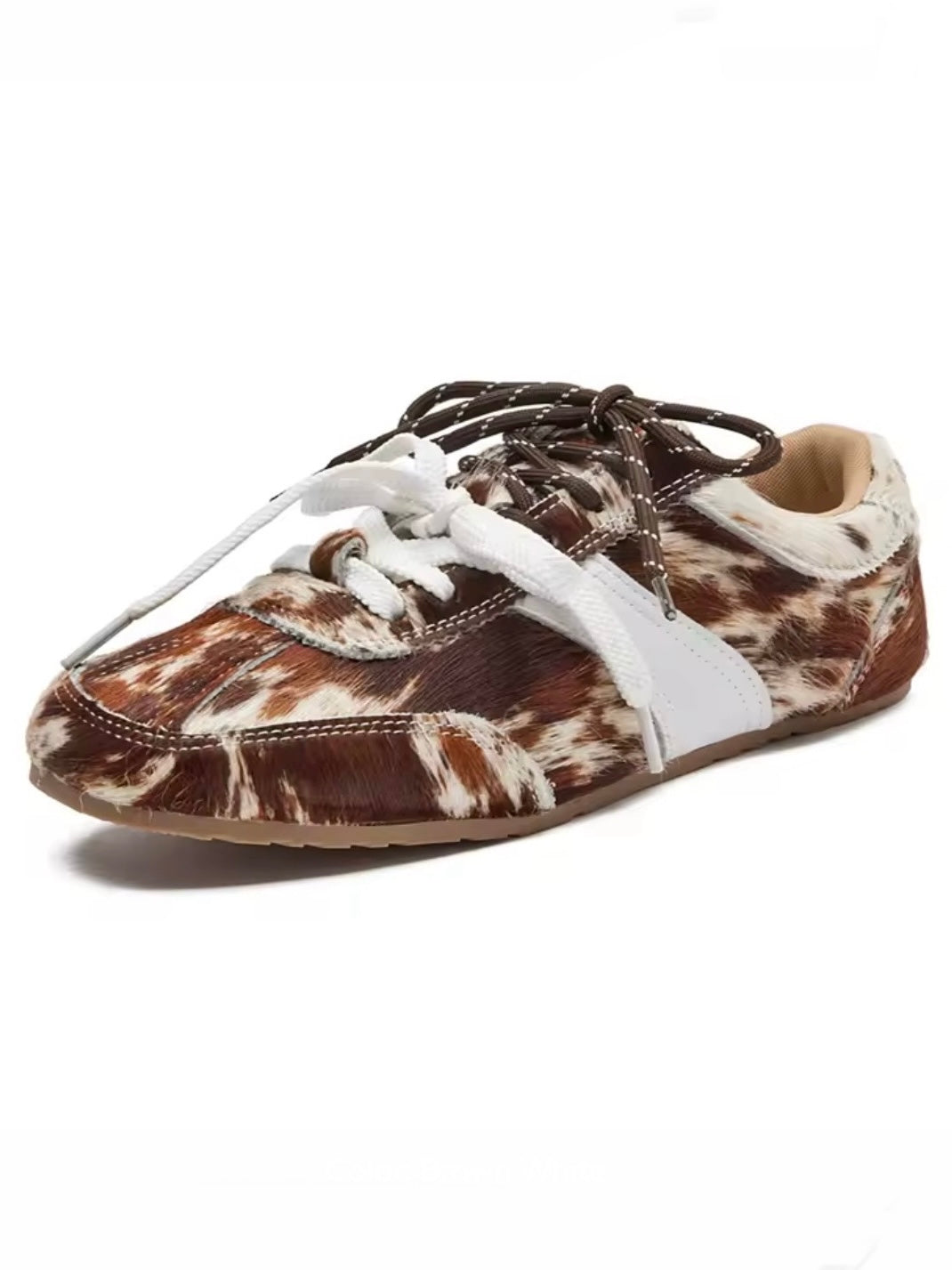 Animal printed double lace up sneakers