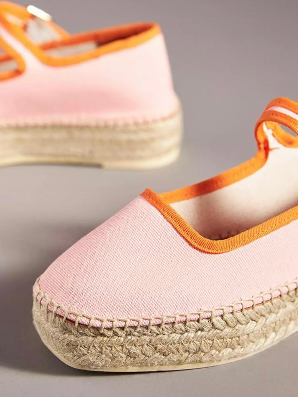 Canvas wedge espadrilles flat platform double strap