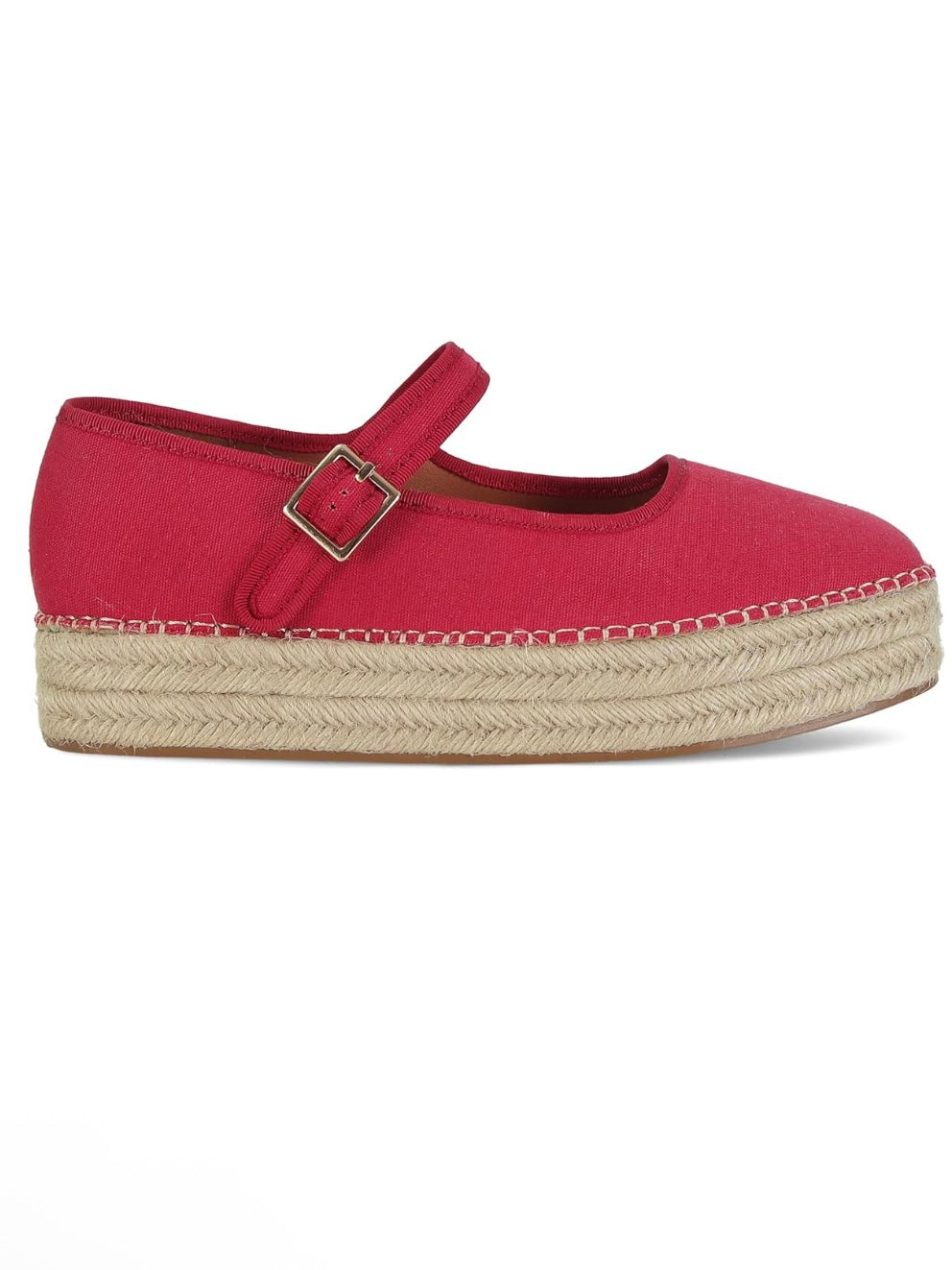Canvas wedge espadrilles flat platform double strap