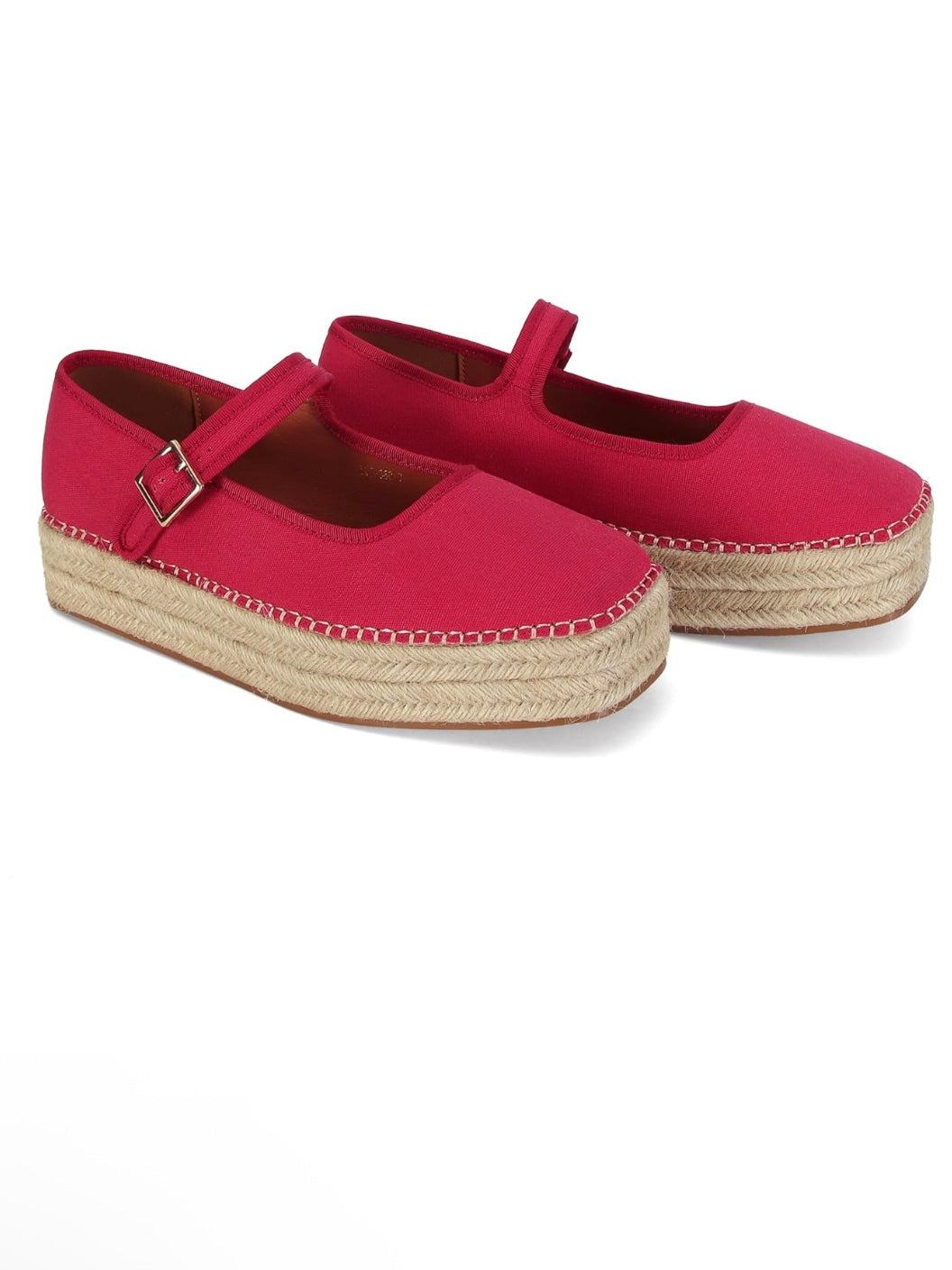 Canvas wedge espadrilles flat platform double strap