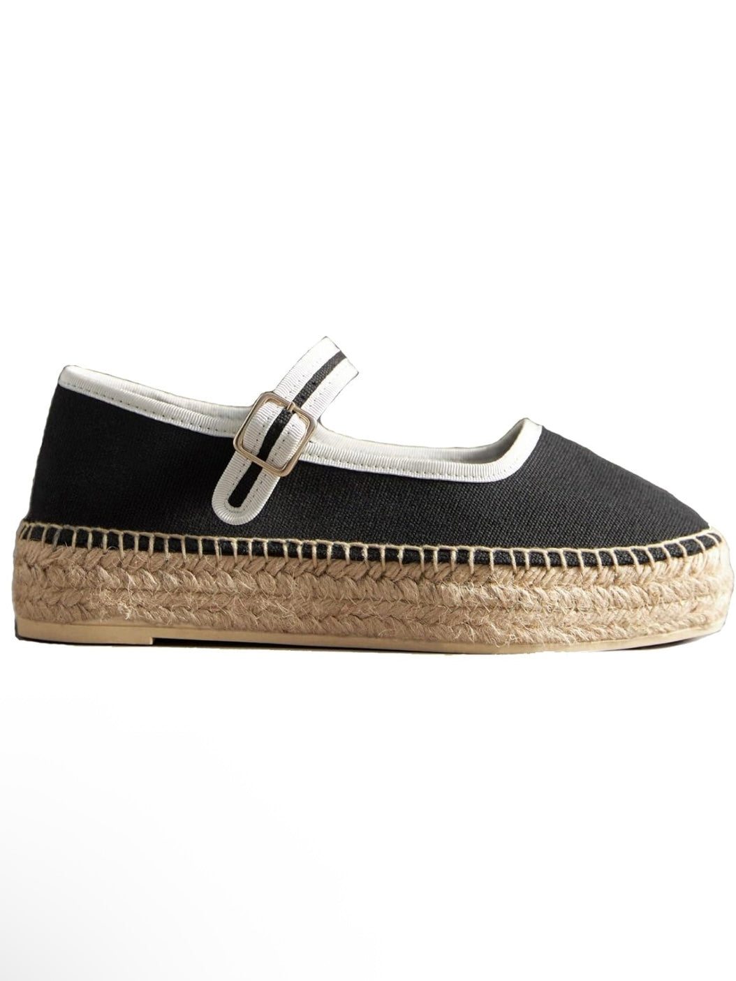 Canvas wedge espadrilles flat platform double strap