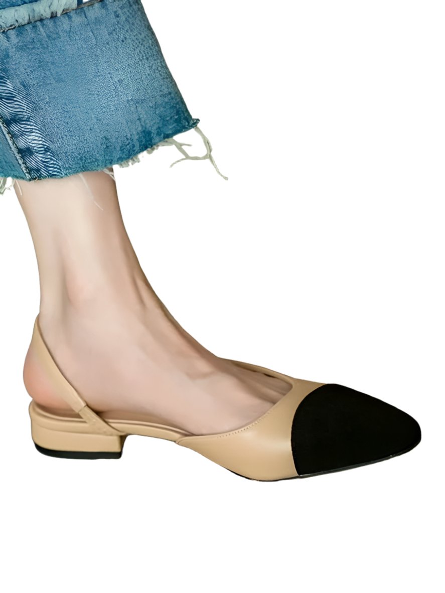 Beige and black flats shoes - Wapas
