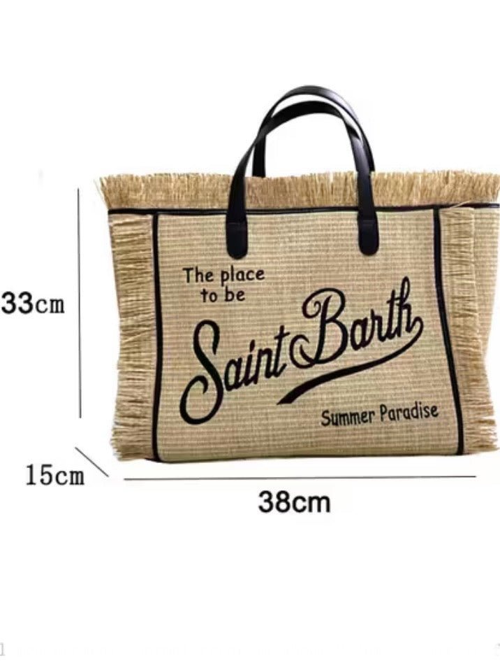 Beige natural big Saint Barts boho handbag - Wapas