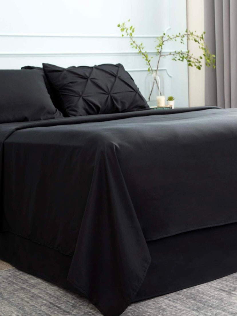 Black pleated bed set 8 pieces - Wapas