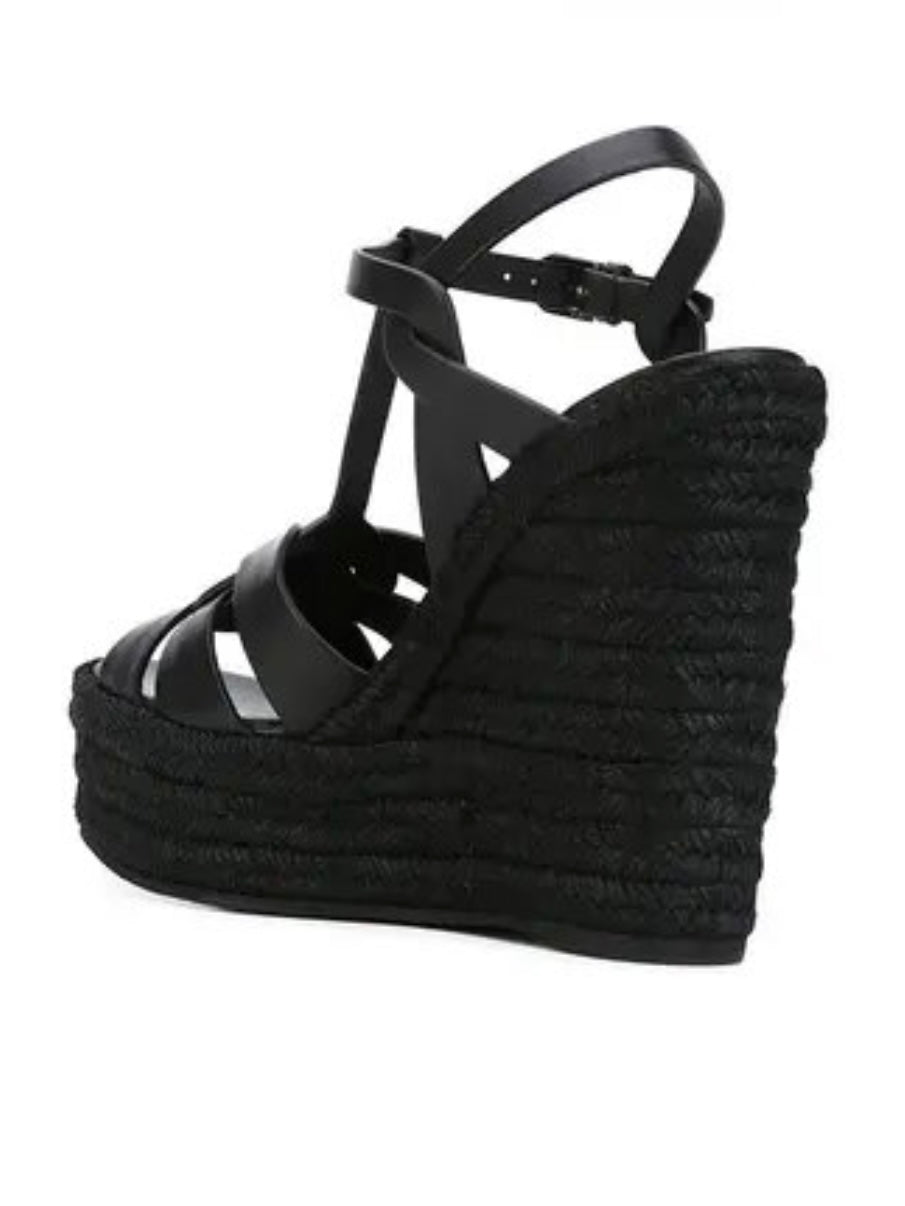 Black wedge high heels sandals - Wapas