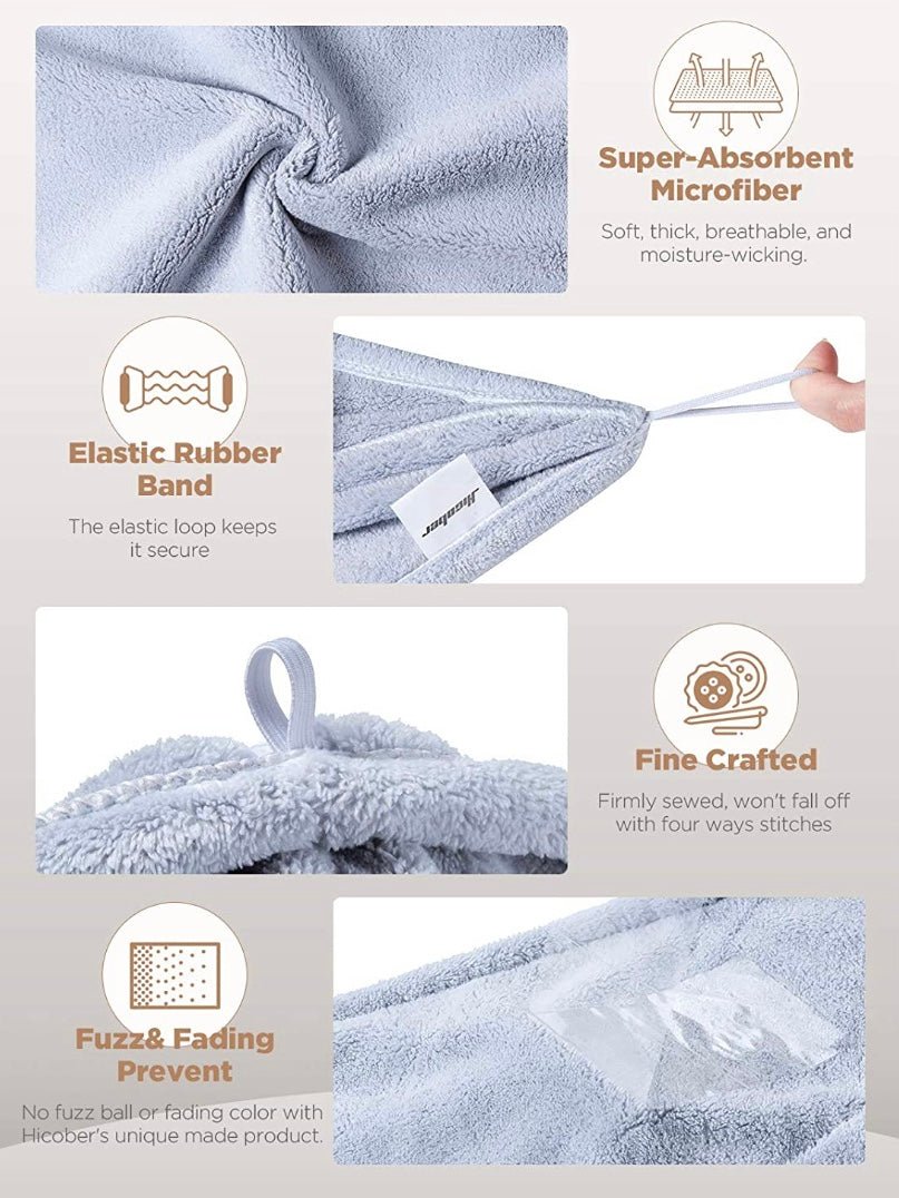 Blue, gray and pink drying hair wrap - Wapas